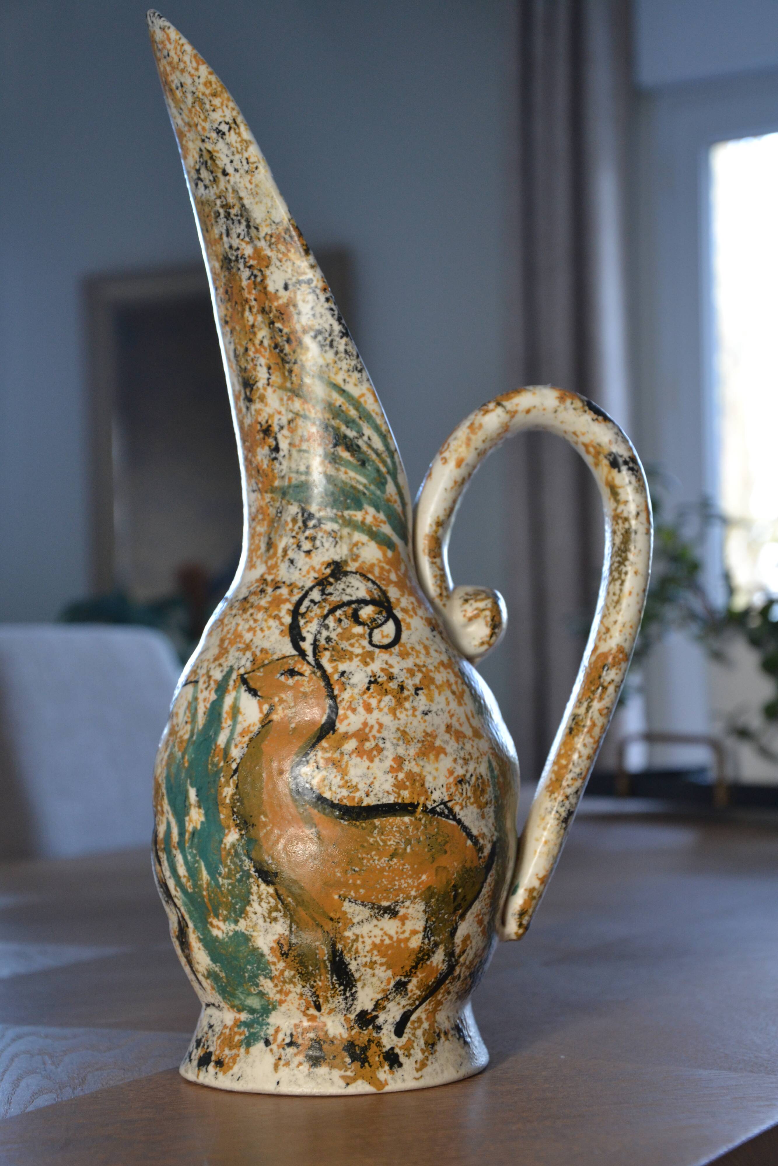 Large antique hand-turned antelope vase