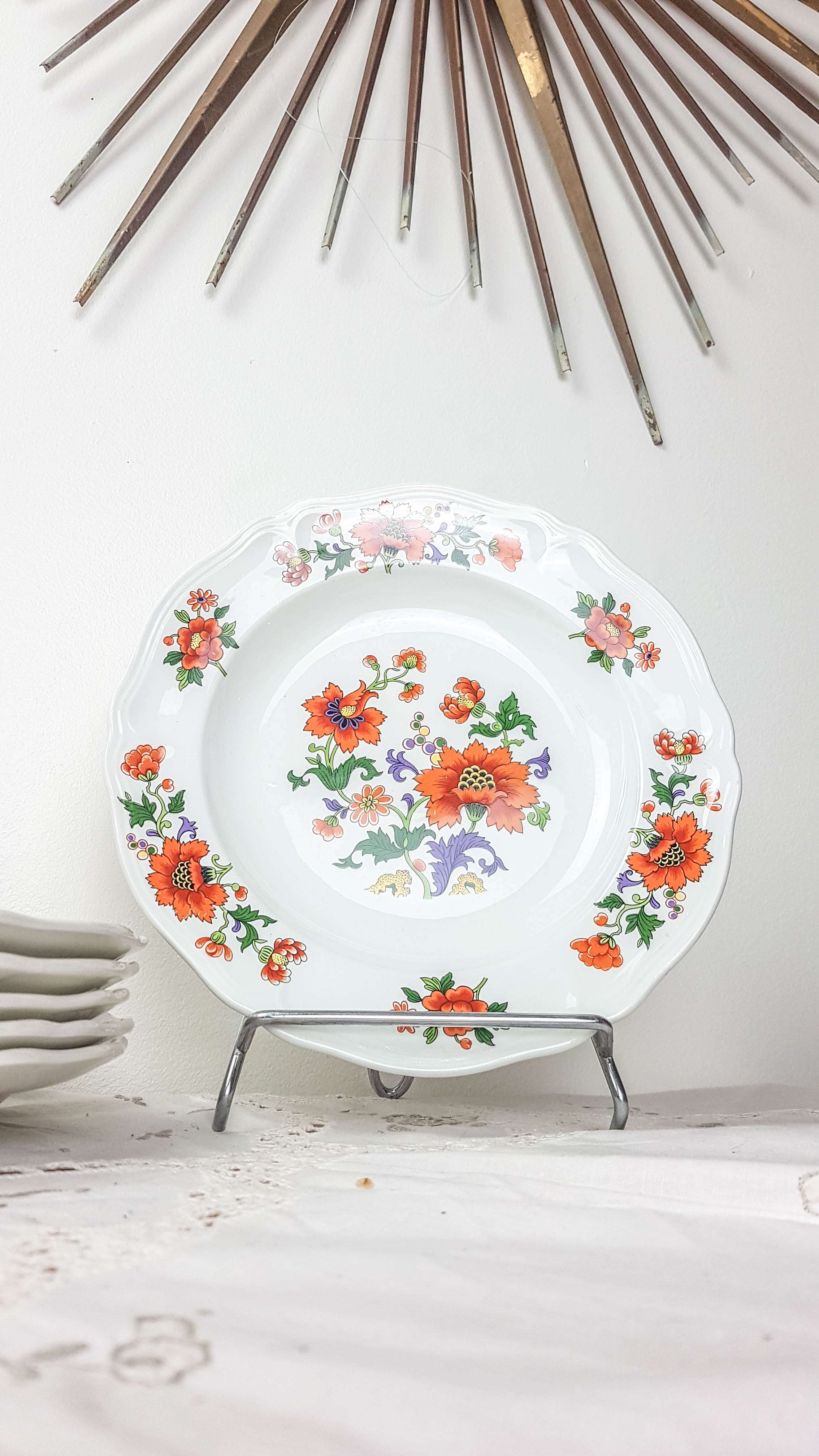 Table service in vintage earthenware Mills of Wolves "ORCHIES" 44 pieces