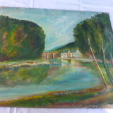 Table the mill by the vintage river 1950, unsigned