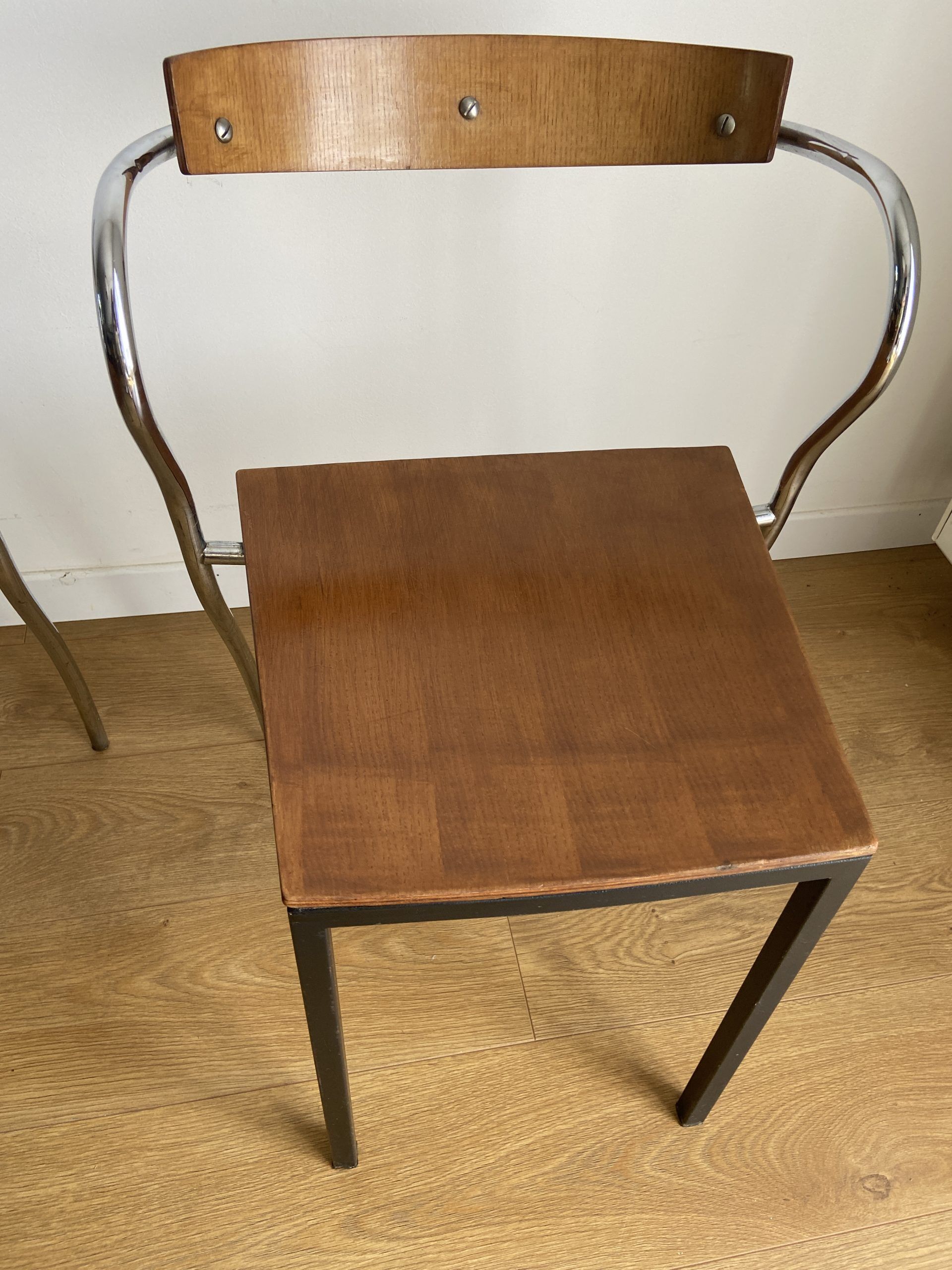 Pair of chairs design in wood and metal model "rio" by Pascal Mourgue
