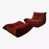 Set of Togo lounge chair and pouf by Michel Ducaroy for Ligne Roset, 1973