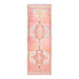 4x10 Runner Salmon Pink Vintage Runner, Turkish Wool Runner, 103x307Cm