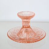 Cellar rat candle holder, pink glass
