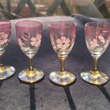 Service à liqueur rose émaillé