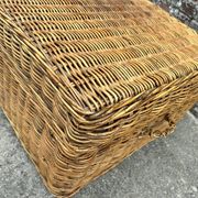 Very large vintage wicker and rattan trunk, antique chest.