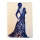 Monochrome indigo watercolour portrait of a woman "the indigo dress"