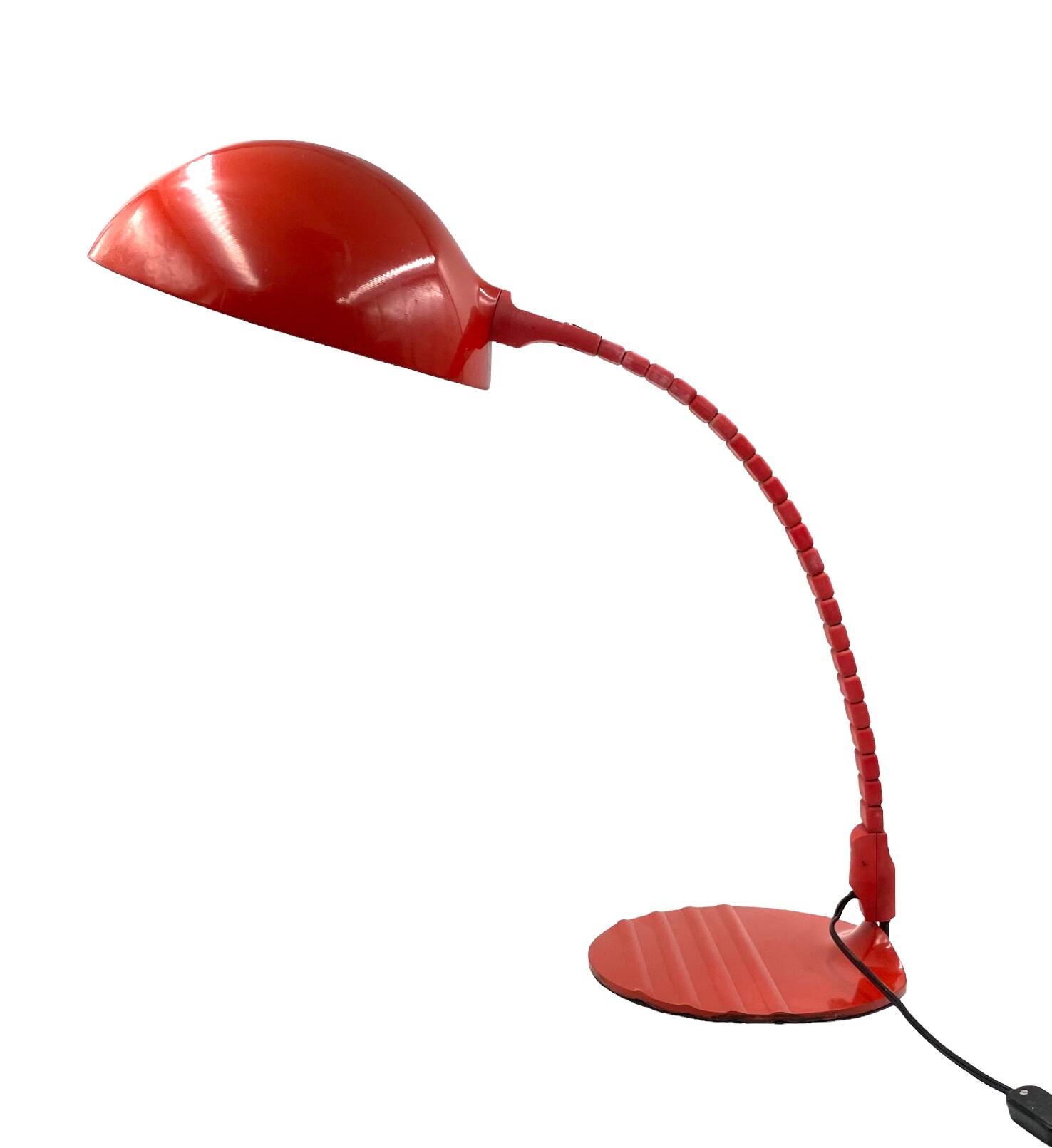 Elio Martinelli, Flex Calotta mod. 660 bright red table / desk lamp, Martinelli Luce Italy, 1972