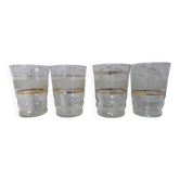 4 old vintage white granite glasses