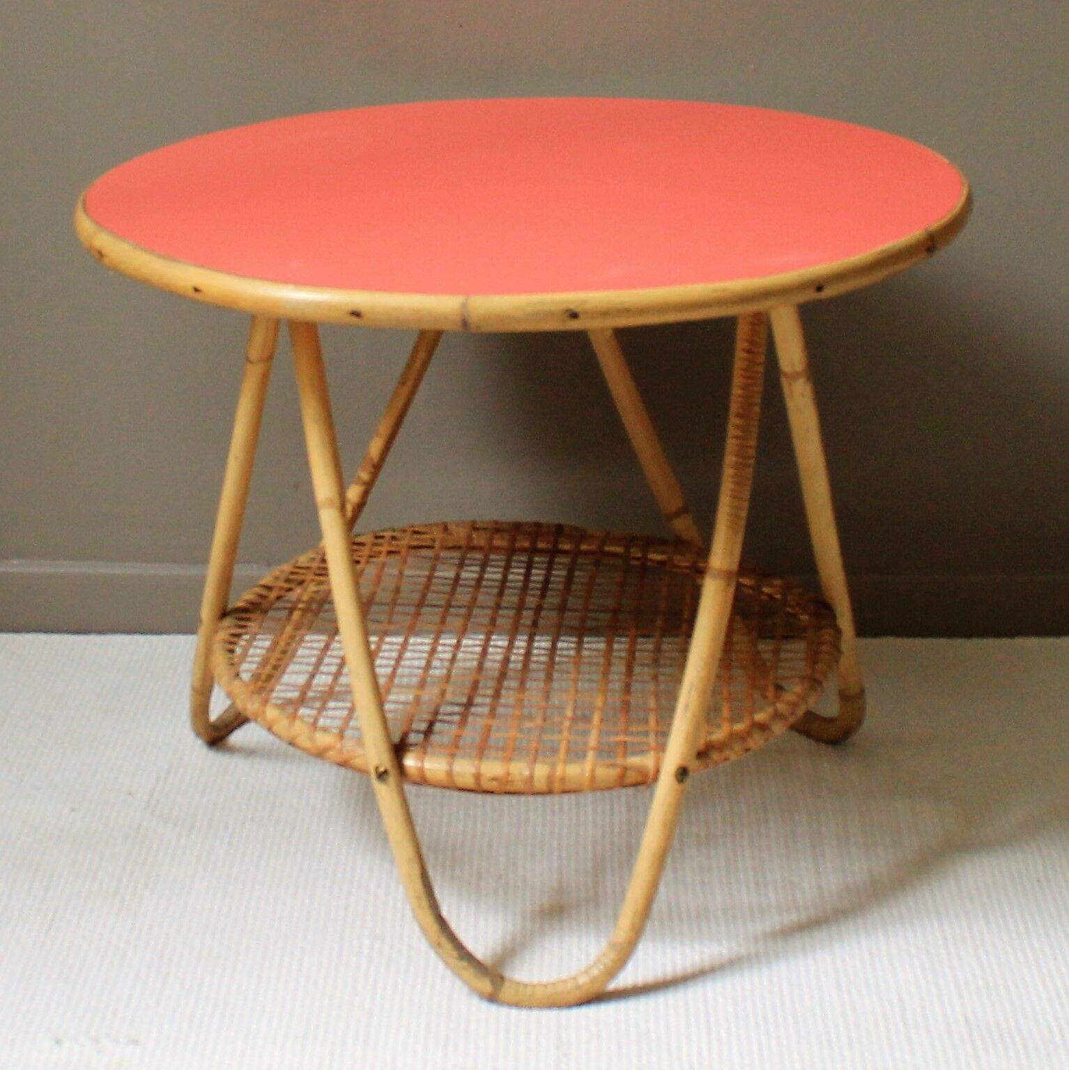Table vintage rotin & formica