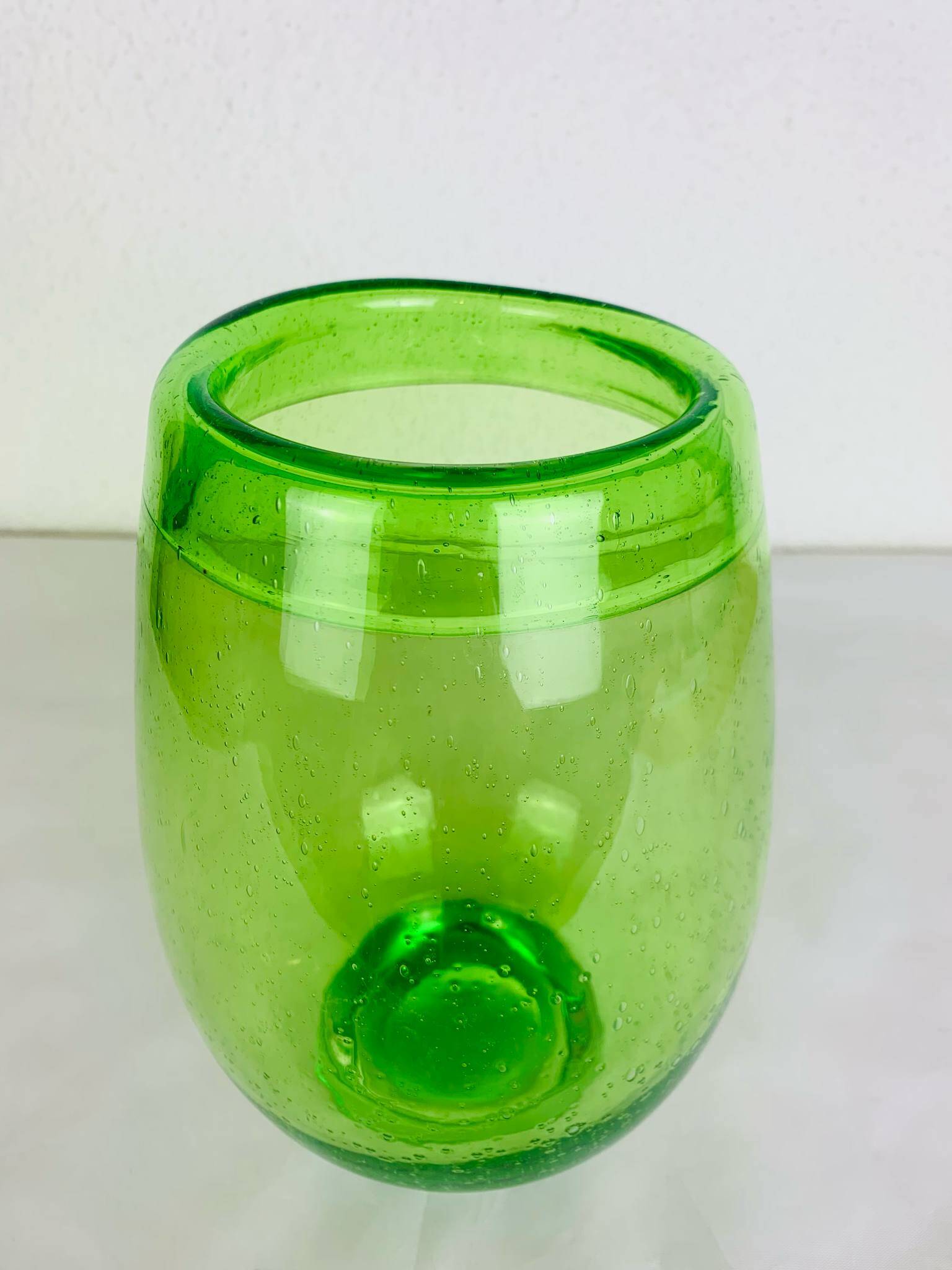 Vintage green bubble glass vase