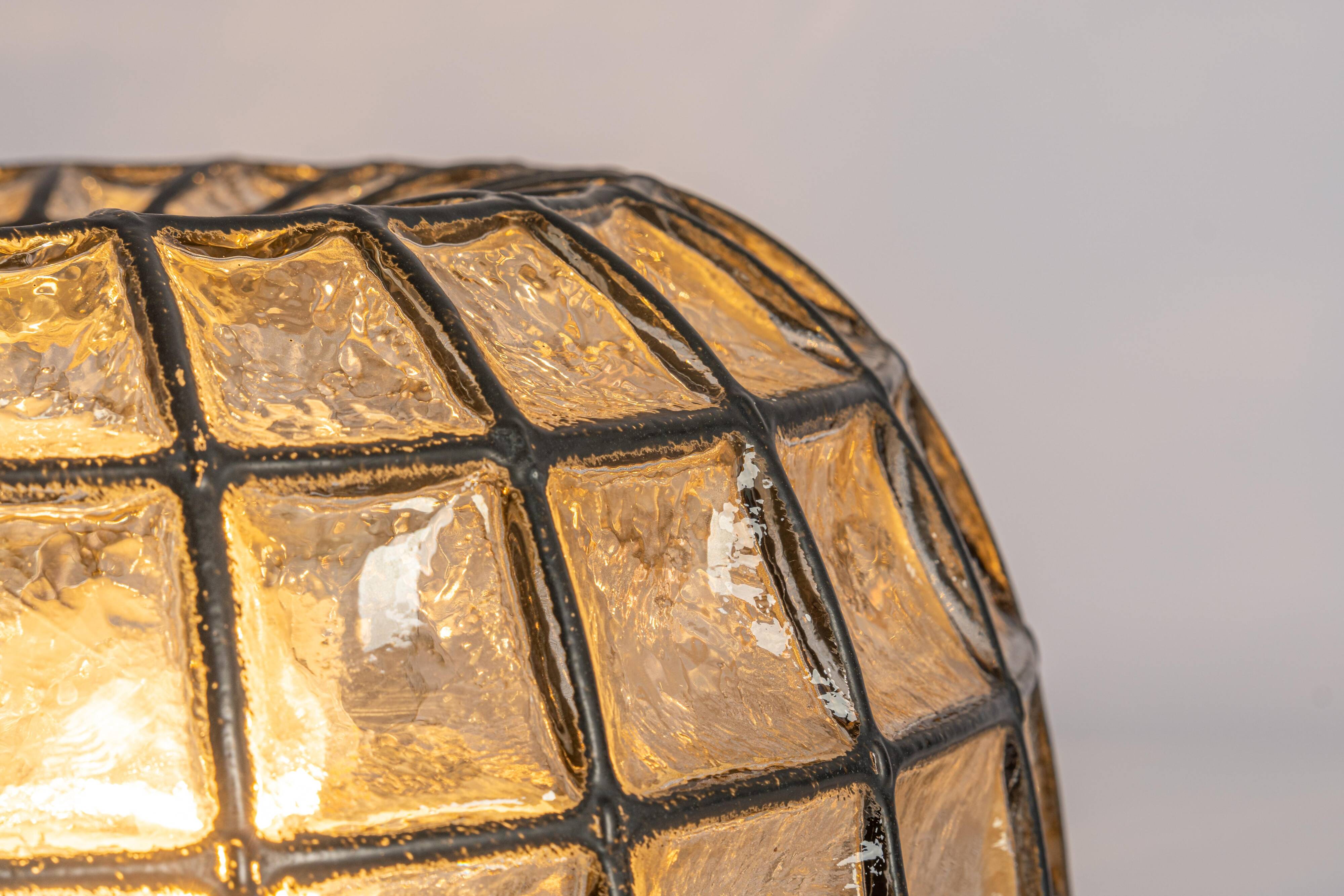 Ceiling lights in iron and clear glass by Limburg, Germany, 1960s.