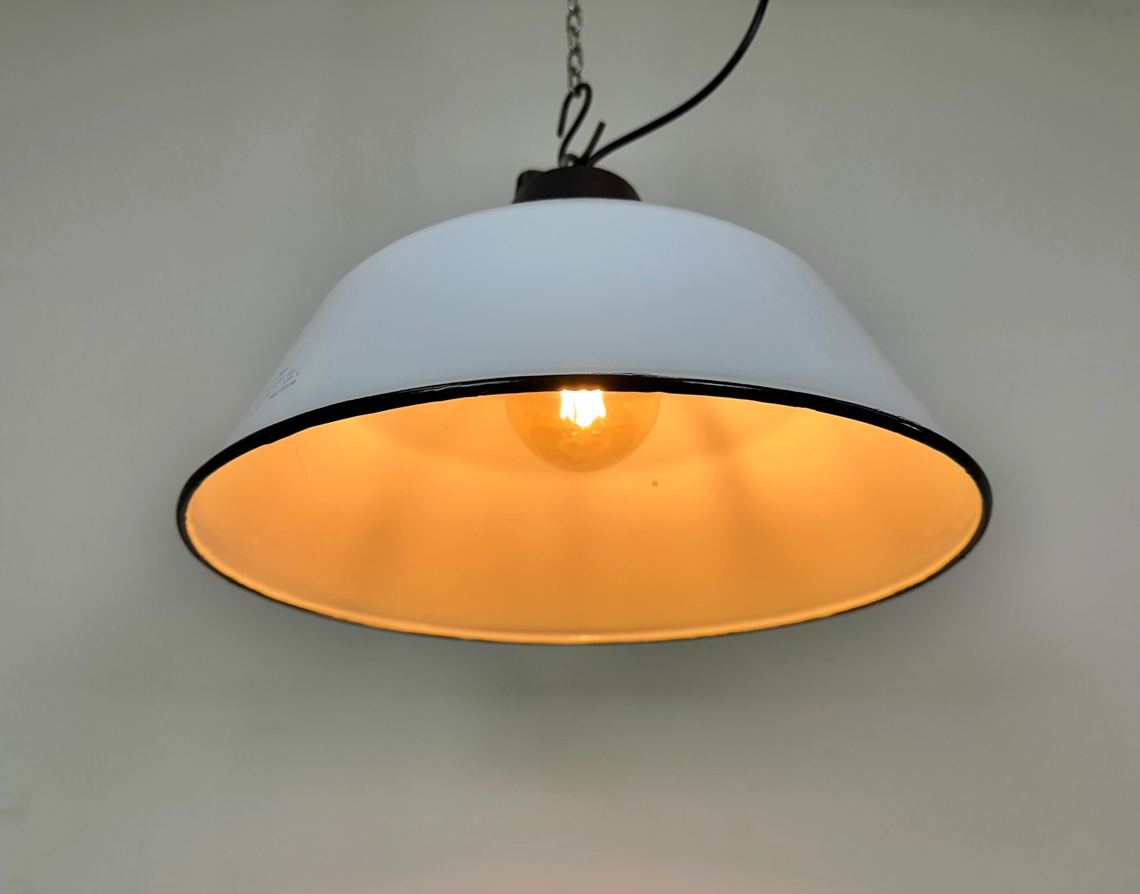 Enamel and cast iron industrial pendant light 1960s