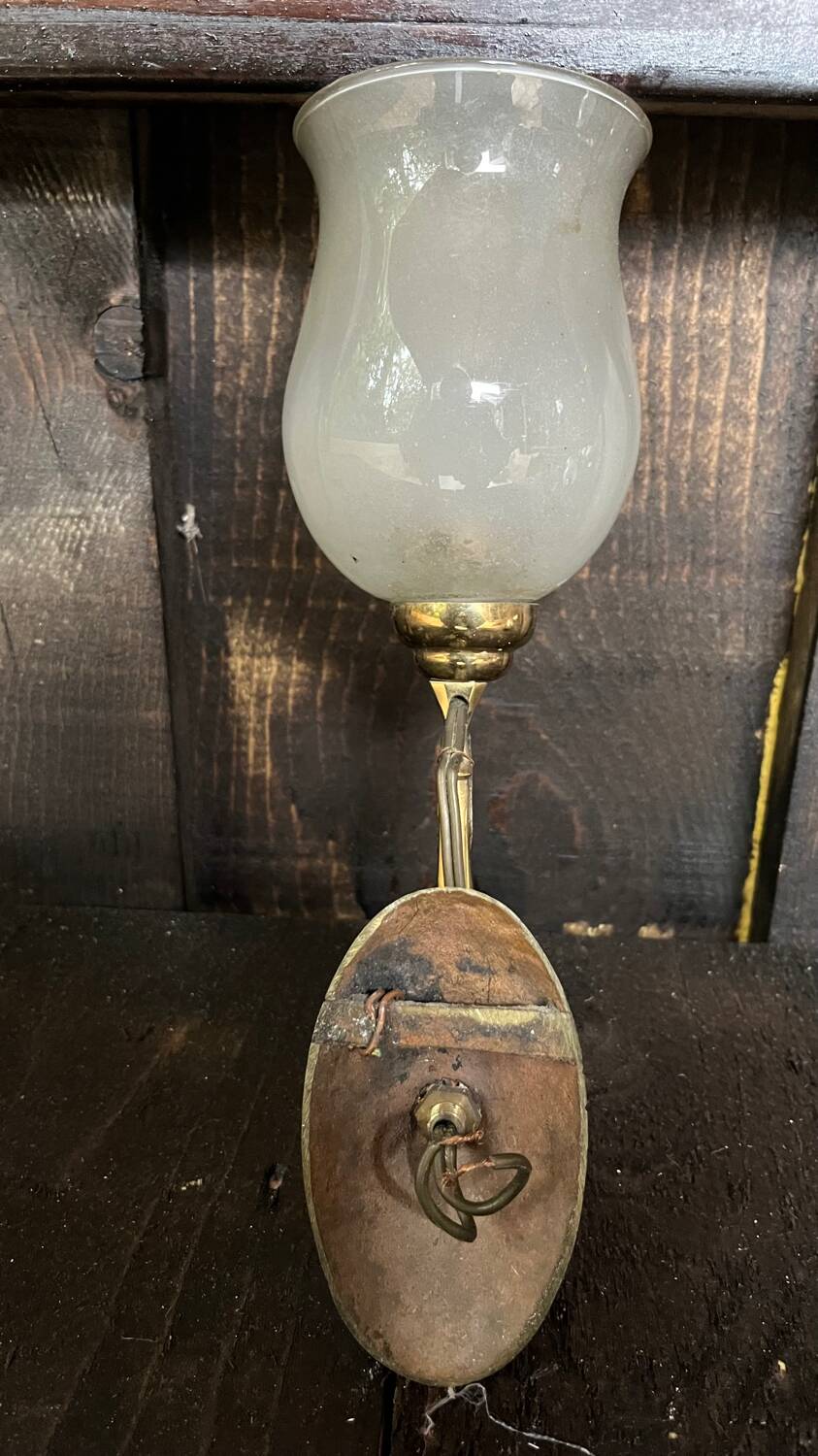 Paire d’appliques laiton et verre vintage