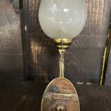 Pair of vintage brass and glass wall lights
