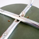 Pair of stools in chrome and bottle green skai, Made in France, Registered Model, 1970