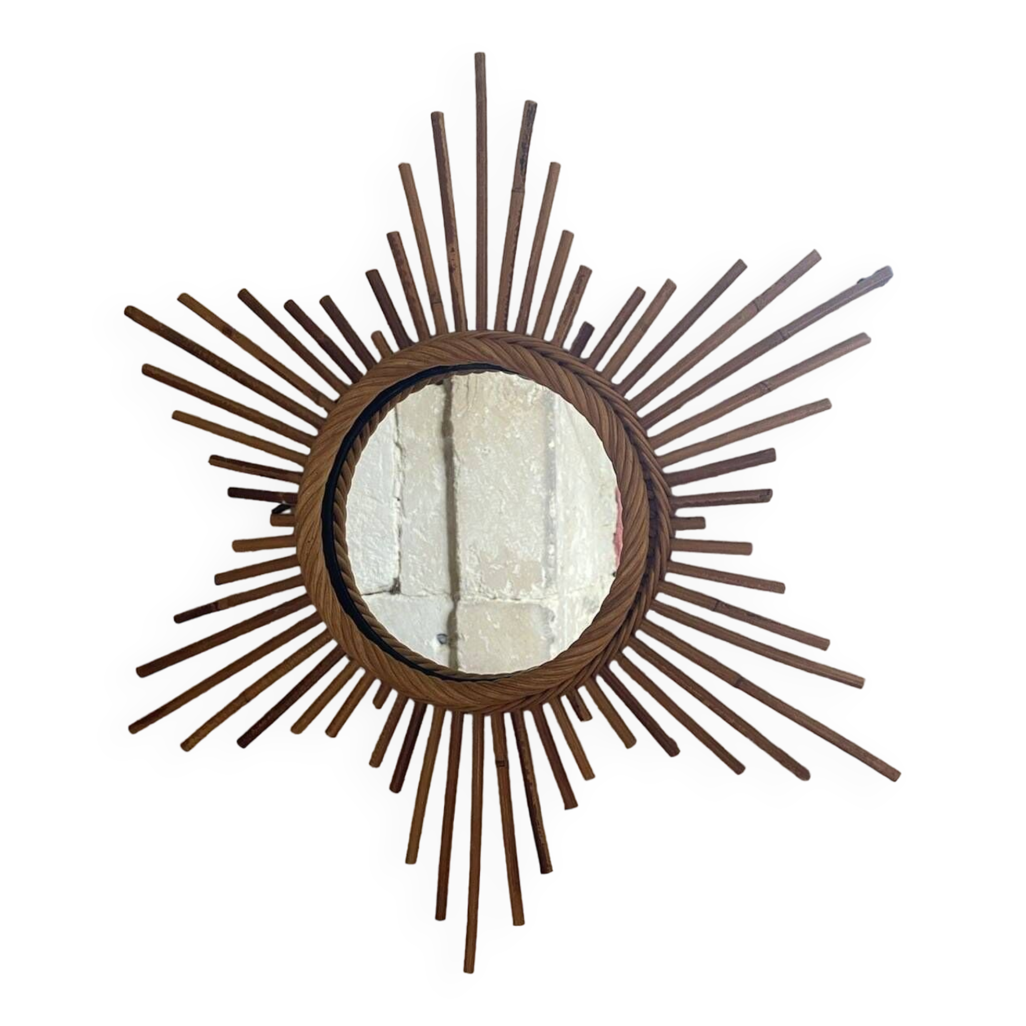 Elegant Sun Rattan Mirror