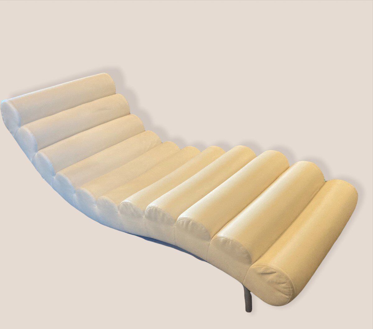 Scandinavian meridian 1980s with metal structure in imitation white leather