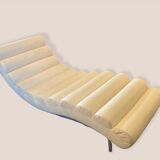 Scandinavian meridian 1980s with metal structure in imitation white leather