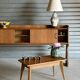 Table basse vintage années 50 pieds compas design scandinave