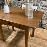 Rectangular wooden farmhouse table or rustic desk with antique drawer