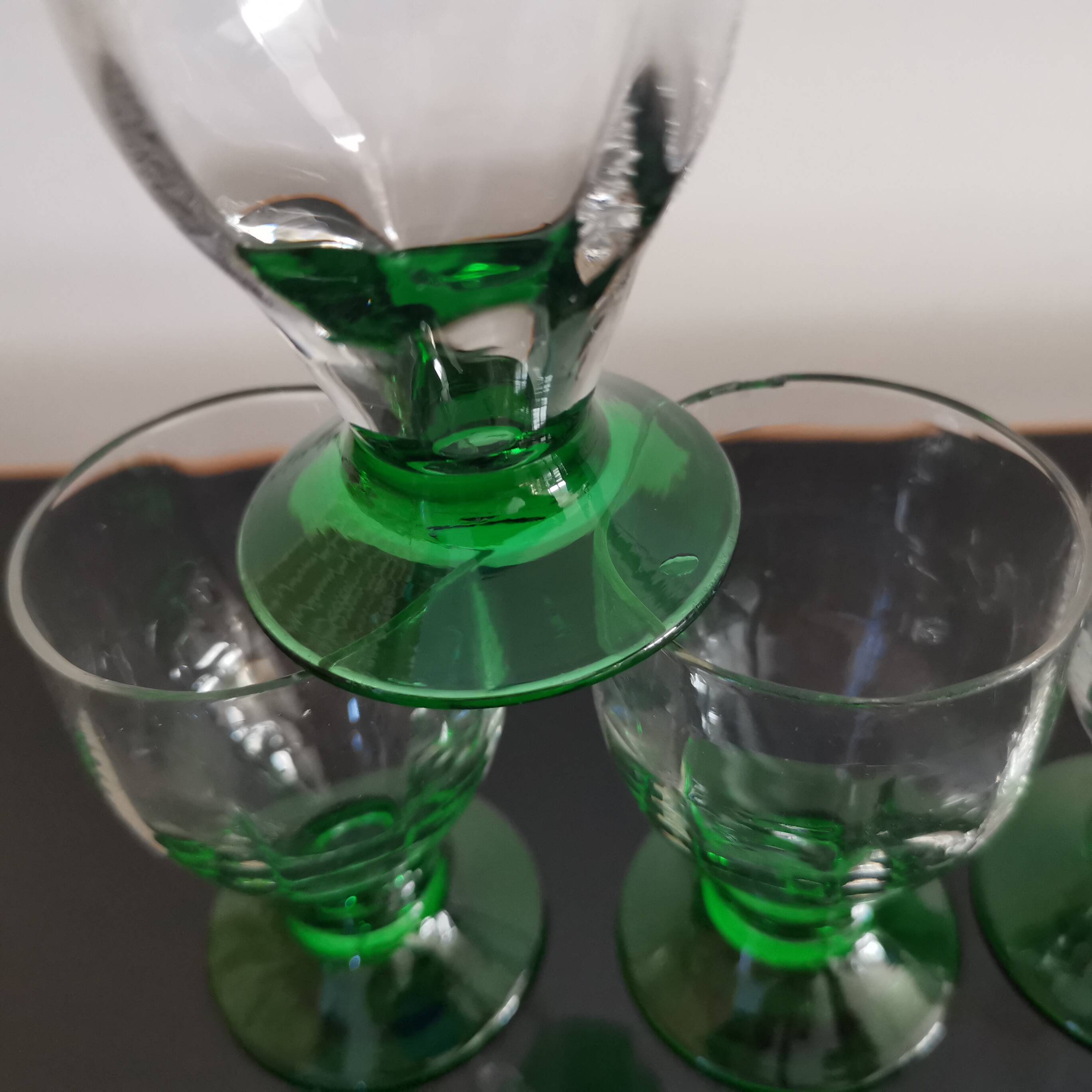 8 old stemmed glasses, 1930s