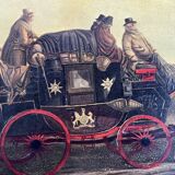 Tableau peinture huile calèche de la poste avec chevaux