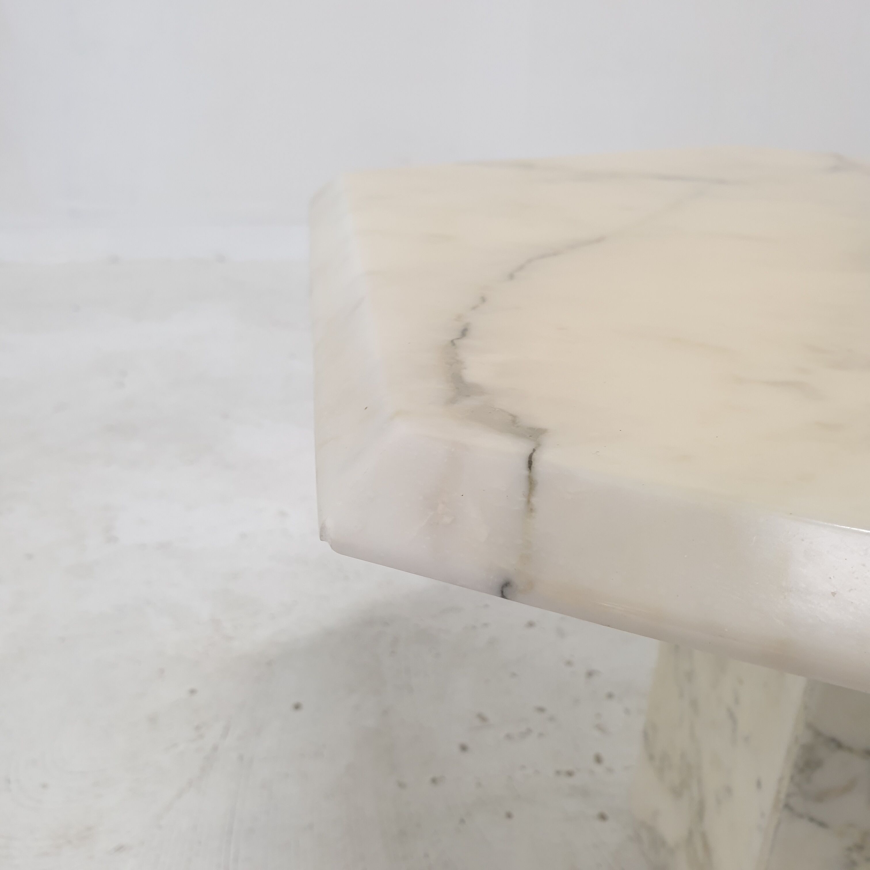 Set of 3 Italian Carrara Marble Side Tables, 1980s