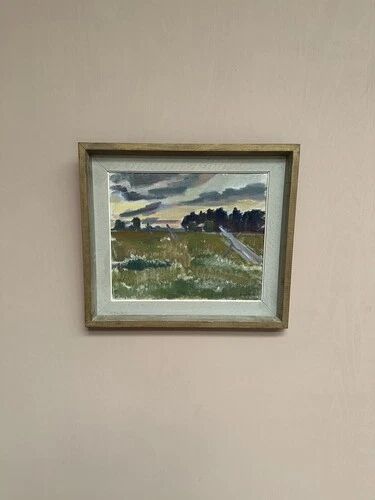 Oil on Canvas “Evening at Haymaking Time” by Bernhard Önstad, Framed 48.5×43cm