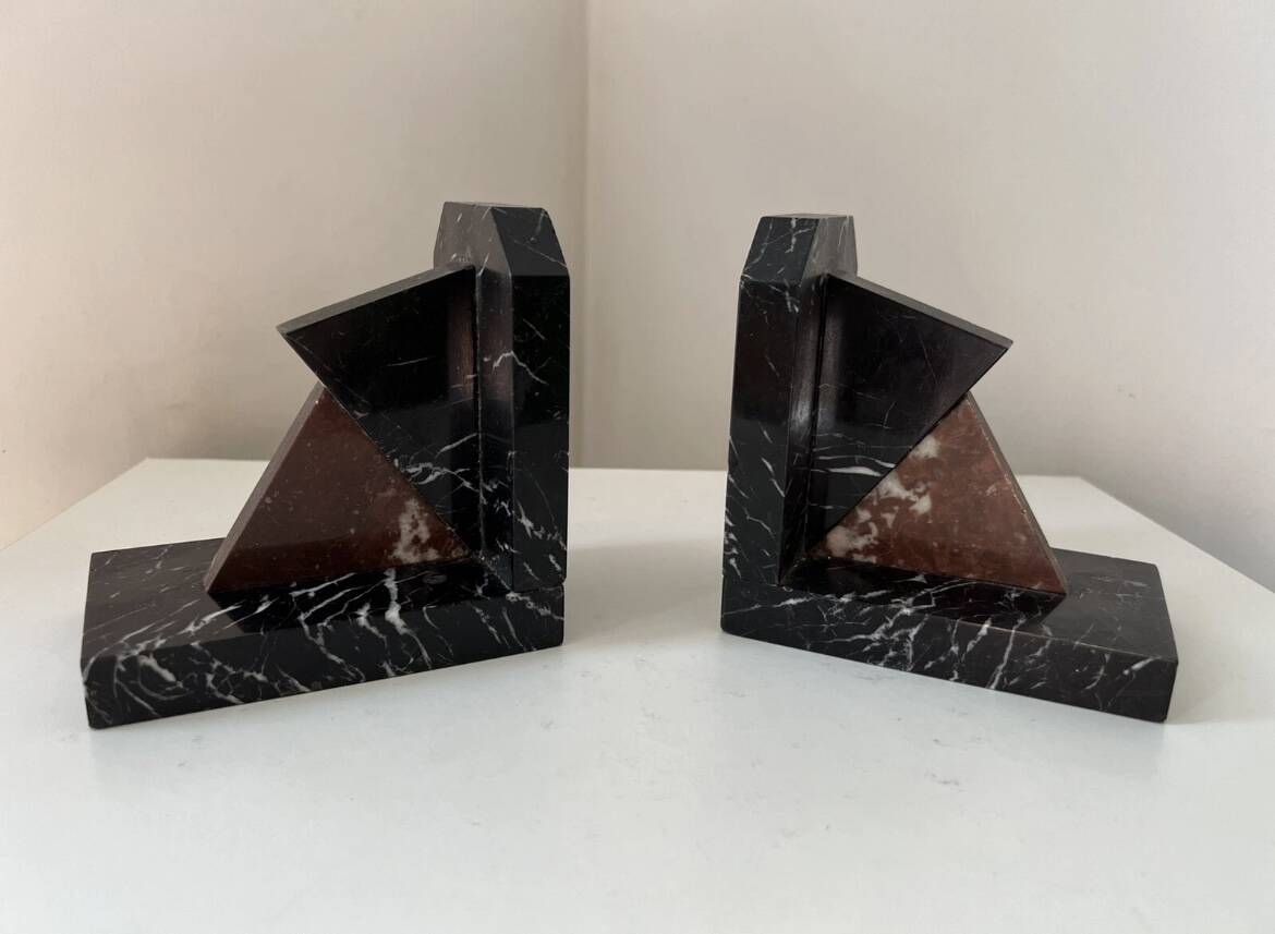 Pair of Art Deco marble bookends