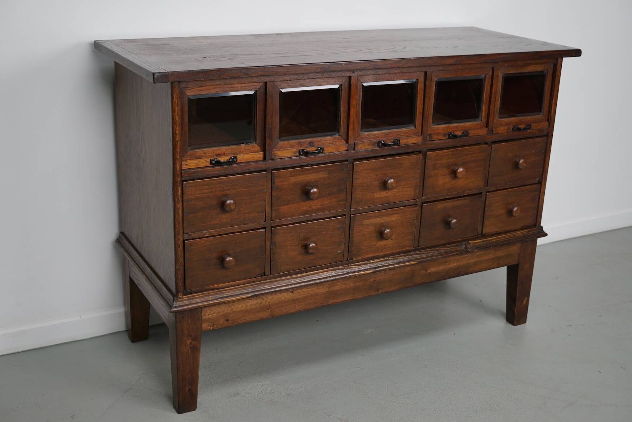 Antique German Oak Haberdashery Shop Cabinet, 1920/30s