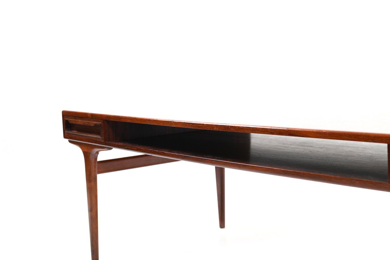 Rectangular Rosewood Coffee Table with Two Drawers, Denmark