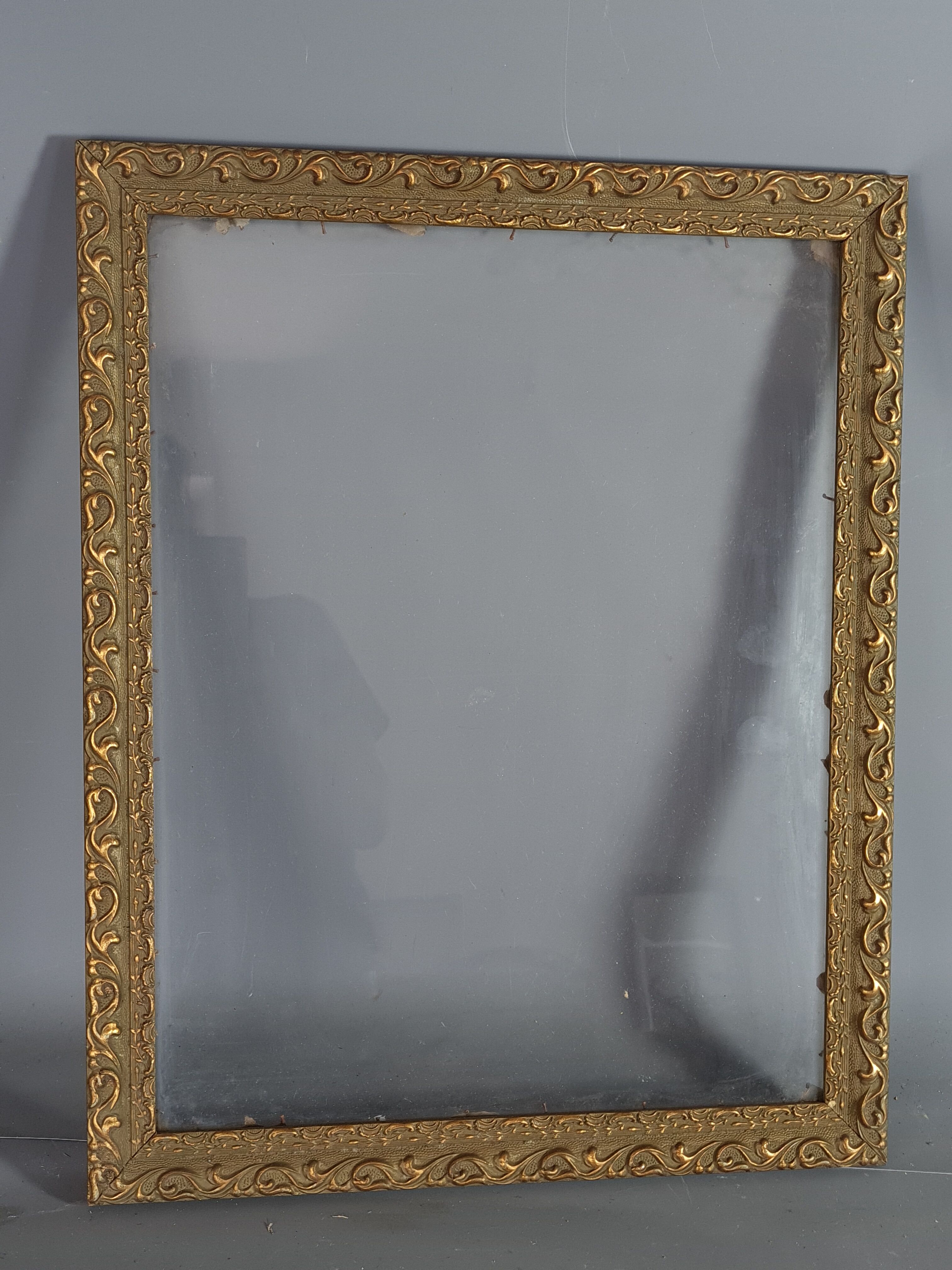 Old frame gilded stucco wood glass 46.5x35.5 cm, hardwood 41.7x32.7 cm SB