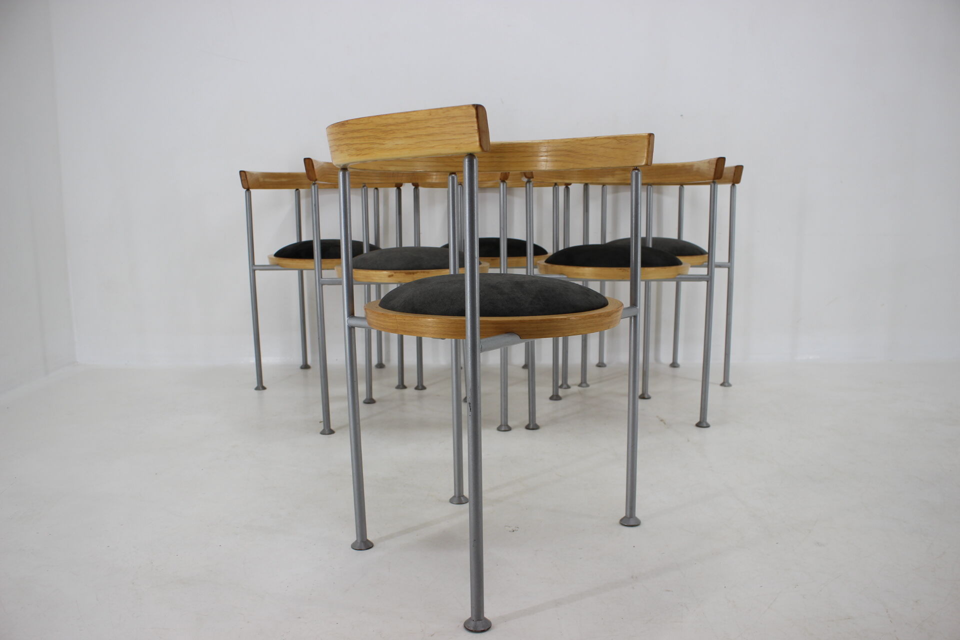 Set of 6 dining chairs by Börge Lindau for Bla Station Sweden 1990s