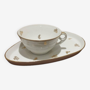 Limoges porcelain cup and tray: an egoite