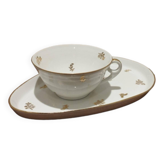 Limoges porcelain cup and tray: an egoite
