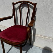 Thonet Vienna bistro chair in bent wood, velvet seat – circa 19