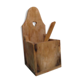 Boîte à sel en bois vintage avec cuillère