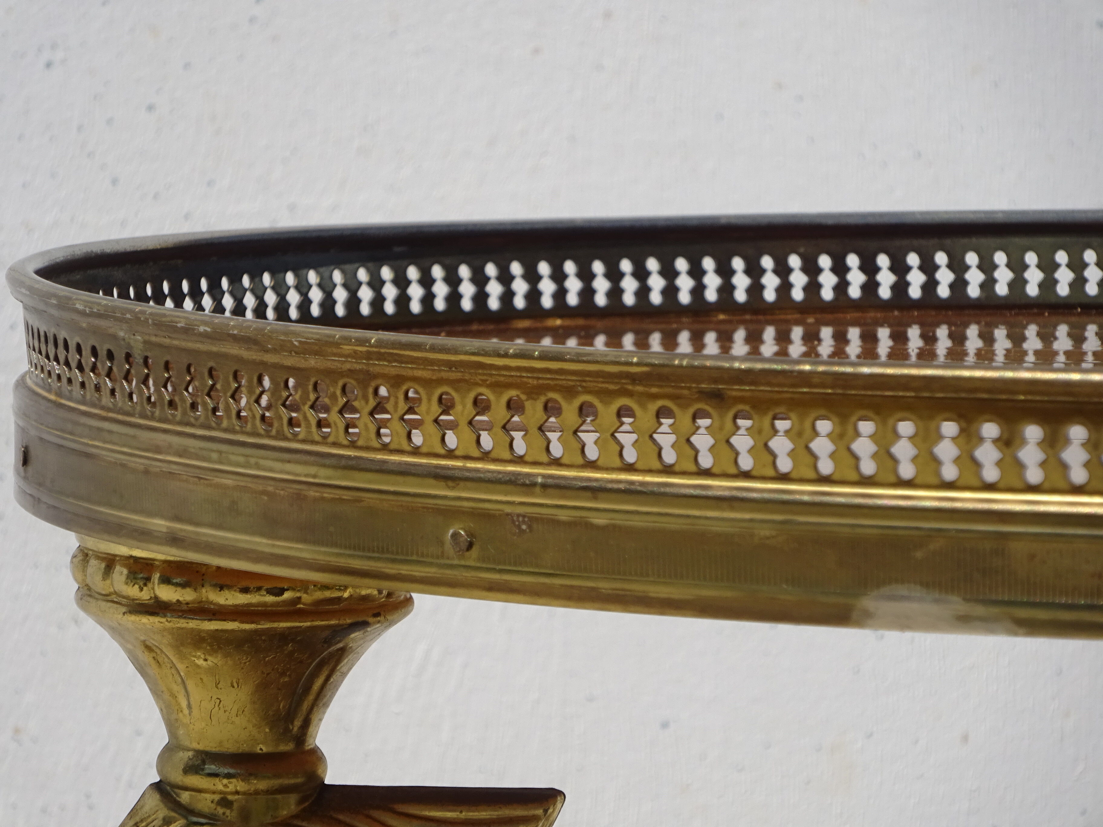 Double tray trolley in brass and formica