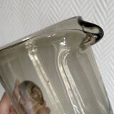 Vintage seventies smoked transparent glass carafe pitcher
