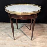 Mahogany bouillotte table, marble top