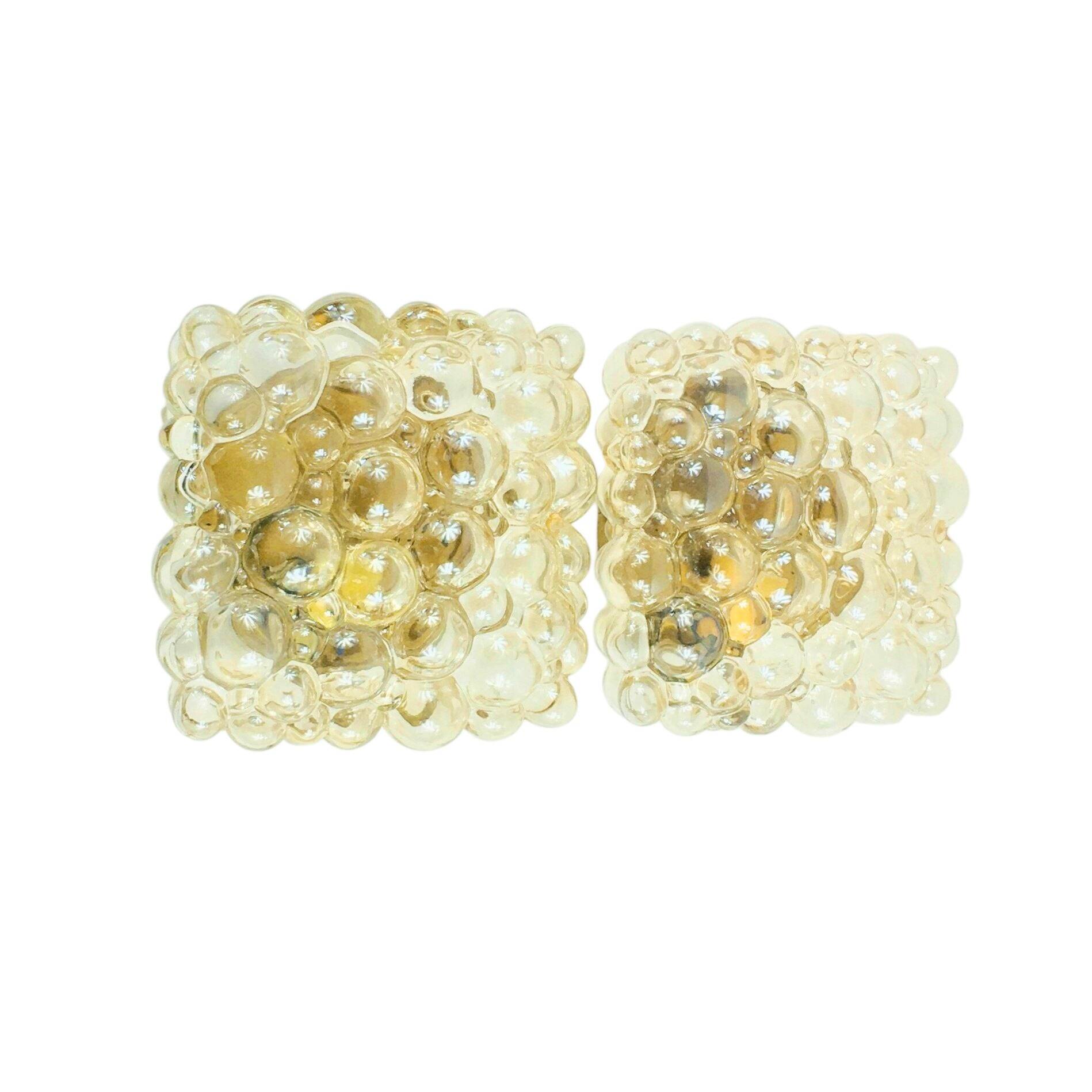 Mid-Century Amber Bubble Glass Wall Lights by H.Tynell for Limburg, 1970s