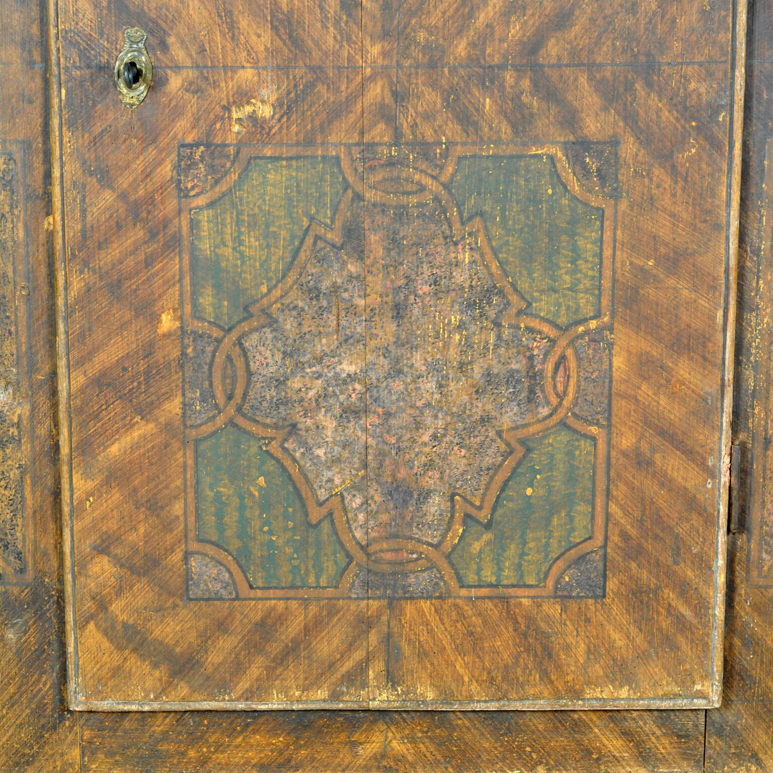 hand painted pine cabinet, circa 1850