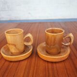 Duo of vintage stoneware cups