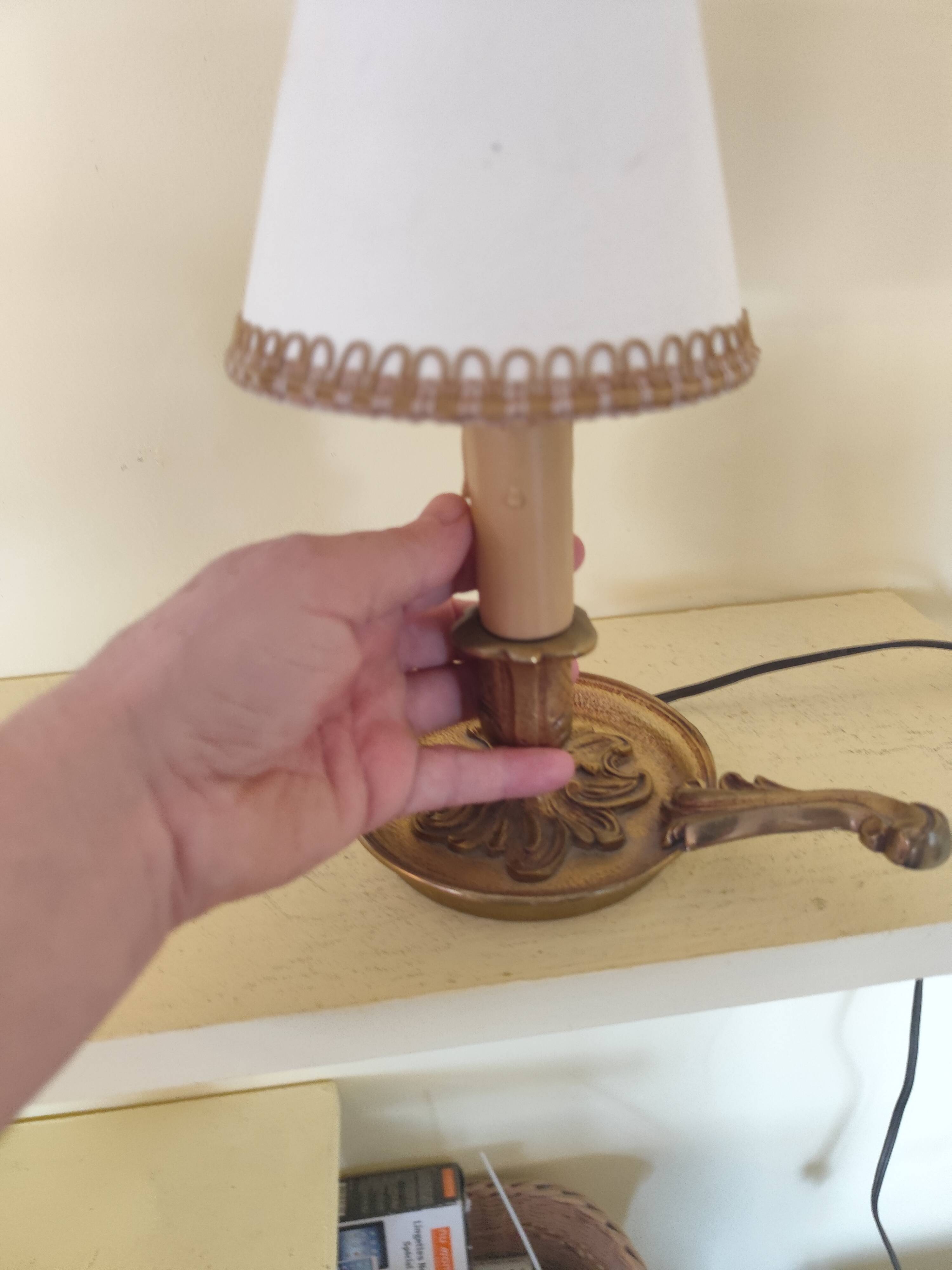 Lampe de chevet  en bronze - bougeoir  à main