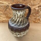Antique west germany ceramic pitcher brown beige vintage