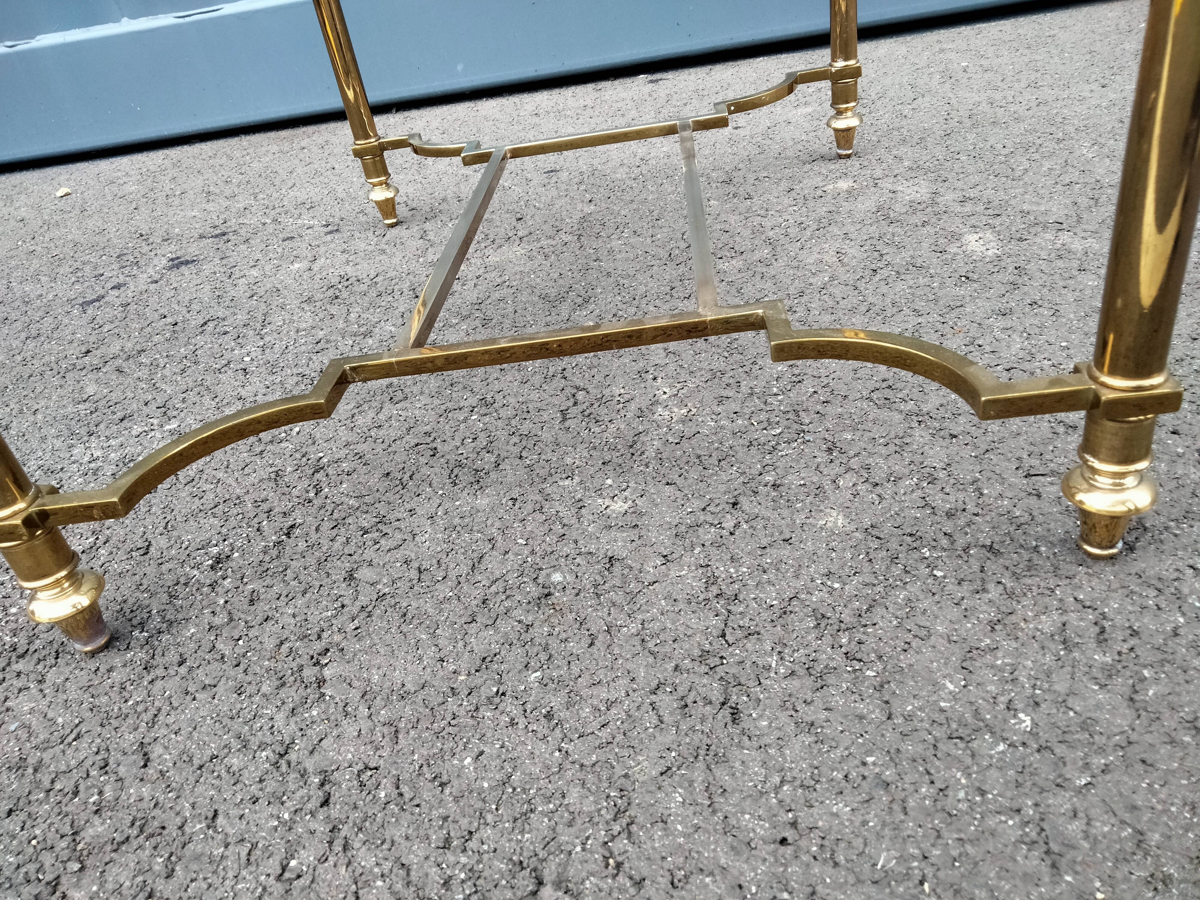 Old coffee table side metal gilded top glass style Louis XVl