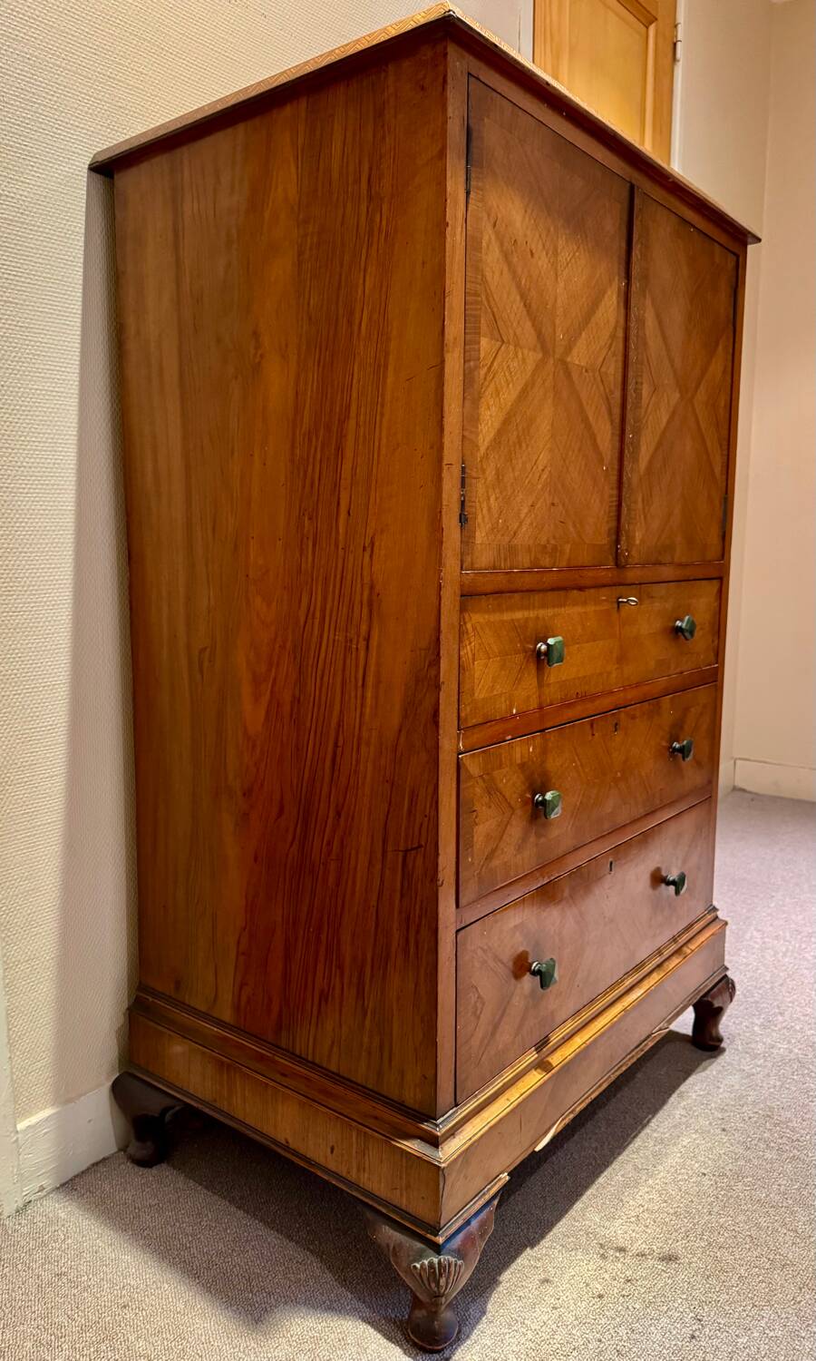 Superb tall solid wood chest of drawers – Art Deco style, circa 1900