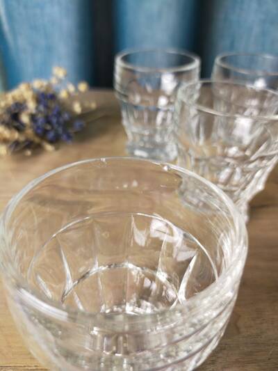 12 vintage white glasses