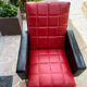 Pair of vintage armchairs in red and black Skai