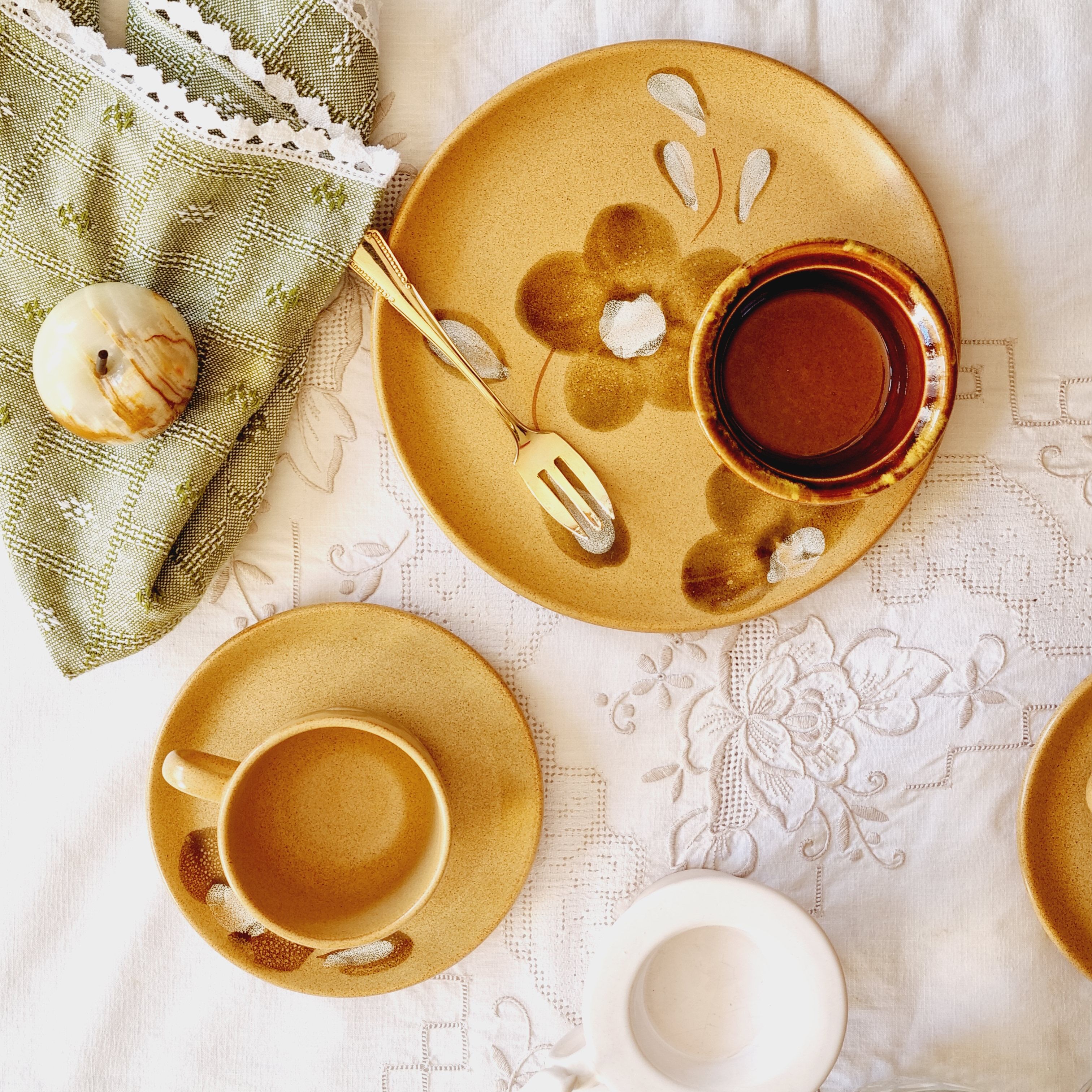Set of 10 plates with sarreguemines sandstone desserts